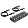 Ewent Case SSD M.2 NVMe/PCIe USB C e USB A 3.2 Gen2 fino a 10Gbps UASP, Enclosure Esterna per Custodia Disco Rigido 80mm 2TB M/M&B Key, SSD 2230/2242/2260/2280, Alluminio, Nero