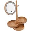 DRW Specchio da bagno con illuminazione variabile in legno naturale 15 x 19,5 x 32 cm