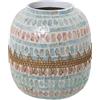 DRW Vaso da Tavolo in Madreperla e Rattan 23 x 24 cm, Bocca 11 cm, Nasce e Ratto, con Vari Colori, 23x24cm, Boca 11cm