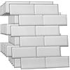 Walplus 3D Adesivi Per Piastrelle Adesivi Murali Pavimento Pvc Adesivo Resistente Al Calore Decorazioni Per La Casa Amichevoli Natura Non Tossico Cucina Bagno Bianco Metro 12Pcs 30,5X15,4Cm Bianco