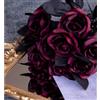 NatureMan 10 rose artificiali, rose nere, a stelo singolo, fiori realistici in seta, fiori per decorazione per feste, bouquet da sposa, decorazione di Halloween (rosso vinaccio)