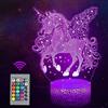 QIANLAINIAO Luce Notturna Unicorno per Bambini, Regali Unicorno per Ragazze, Telecomando 16 Cambia Colore Dimmerabile, Lampada da Illusione 3D LED Luce, Cameretta Arredamento Camera da Letto Compleanno Natale