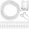 WHC 10M filo per tende, Bianco Cavo per Tende di Plastica Rivestito, Multiuso Corde per Tende Filo in Voile con 6 Pezzi Ganci e 6 Pezzi Occhielli, per Appendere Tende, Tende da Doccia, Abbigliamento