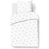 VISION - Set copripiumino reversibile Hugo Bianco - Set copripiumino 140 x 200 cm con 1 federa per cuscino per letto singolo - 100% cotone