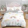 NUEYSP Copripiumino Singolo Arcobaleno Set Lenzuola Letto Singolo con Cerniera Nascosta CaldoTraspirante Microfibra Copripiumini e 2 Federe 50x80 cm,per Bambini Ragazzie Ragazze