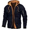 Beokeuioe Giacca con zip calda giacca invernale antivento con cappuccio giacca in pile per uomo giacca softshell da uomo outdoor fodera in pile tinta unita / a quadri stampa, B Marine, L