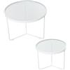 DRW Set di 2 tavoli Rotondi in Metallo e Vetro in Bianco e Trasparente 60 x 45 e 45 x 38 cm, 60x45 y 45x38cm