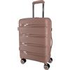 R.Leone Valigia Trolley da 1 pezzo Fino Set 3 in Polipropilene 8 Ruote Autonome Lucchetto TSA 8803 (M Valigia Media, Rose Gold)