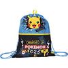 SJ GANG STYLE JAM GANG Seven Sacca Zaino Scuola Pokemon, Blu Nero, 025, Easy Bag con Chiusura Couilisse, Sacca Zaino Bambini Sport e Viaggio