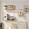 JoliJour Mensole da Muro Design Moderne Legno e Ferro Set 4 Mensole da Parete Decorazione della Parete Mensole Pensili da parete in Metallo per Camera da Letto, Bagno, soggiorno, Cucina (D'oro)