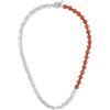 GAVU Collana da Uomo con Catena Forzatina e Perline di Diaspro Rosso Genuino 50cm
