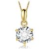 JewelryPalace 1ct Collana Solitario Donna Argento 925 con Creato Moissanite, Collana Dorata Ciondolo Pietra a Taglio Rotondo con Catena Maglia 45cm, Collane Pendenti in Oro Set Gioielli Donna