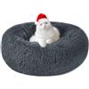 Nepfaivy Cuccia Gatto Cane Interno Morbida - Cuscino per Cani Gatti Nuvola Soffice Peluche Rotondo da Ciambella, Letto Pelosa Antistress per Animale Domestico Piccola Media (M-50cm/19.7in, Grigio Scuro)