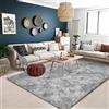 ASIinnsy Tappeto Salotto Moderno Pelo Lungo Shaggy Grigio Morbido Soffice Antiscivolo per Soggiorno e Camera da Letto (160 x 230 cm, Bianco Grigio)
