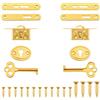 INCREWAY Set di 2 serrature antiche per armadietti, squisite serrature decorative per portagioie con chiavi, in lega di zinco, resistenti, piccole serrature per mobili e armadi (oro)