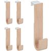 Relaxdays Ganci da Porta, Set 5 Appendiabiti, Legno & Ferro, Porta Accappatoio & Asciugamani, 13x2,5x6, Naturale/Bianco