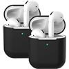 Molylove Compatibile con AirPods 2 Custodia in Silicone, 2X Case per Airpods Custodia Cover Custodia protettiva in silicone antiurto [Supporto ricarica wireless] (AirPods 2, Nero)