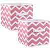 DII Contenitori pieghevoli in tessuto, 27,9 x 27,9 x 27,9 cm, set da 2, motivo a zigzag rosa, piccolo (2)
