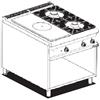 LOTUS Cucina professionale a gas - Tuttapiastra + 2 fuochi - cm 80 x 90 x 90 h