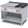 LOTUS Cucina professionale a gas con 2 fuochi + Tutta piastra - cm 120 x 90 x 90h