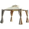 VivaGarden Gazebo Giardino 3x3 mt in Ferro Impermeabile con Pannelli Laterali colore Beige - 84C033