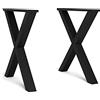 Skraut Home - Supporto - Piedi - Cavalletto - a forma di X - Gambe del tavolo in legno massello - Soggiorno - Sala da pranzo - Scrivania - Laccato Nero - 72x72cm
