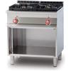 LOTUS Cucina professionale a gas con 2 fuochi griglia in ghisa - Vano aperto - cm 80 x 70,5 x 90 h