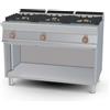LOTUS Cucina professionale a gas con 2 fuochi griglie in ghisa - Vano aperto - cm 120 x 70,5 x 90 h
