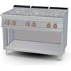LOTUS Cucina ad acqua professionale a gas con 6 fuochi - Vano aperto - cm 120 x 70,5 x 90 h