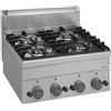 DEXION Cucina professionale a gas con 4 fuochi - Potenza 2 x kW 2.7 + 2 x kW 3.15 - cm 60 x 60 x 27 h