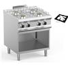 DEXION Cucina professionale a gas con 4 fuochi - Potenza 4 x kW 7 - Cm 70 x 73 x 85 h