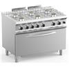 DEXION Cucina gas - N. 6 fuochi - Forno gas statico - Cm 110 x 73 x 85 h