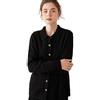 HULUV Cardigan Donna Maniche Lunghe In Puro Cashmere 100%, Maglione Cardigan Donna Con Collo Polo A Maniche Lunghe Con Bottoni In Cashmere Sul Davanti (Color : Black, Size : L)