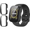 GIOPUEY [2 Pezzi Cover per Amazfit Bip 5, Pellicola Protettiva Vetro + Cornice in Plastica Rigida, Amazfit Bip 5 Custodia - Black+Black