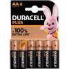 Duracell Batterie Stilo LR6 1,5V Alkaline Plus Blister.6 Duracell MN1500 AA