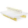 Amber Home 10 Pezzi 35.5cm Grucce Appendiabiti in Legno Bianco Liscio Robusto per Pantaloni Gonna Calzino Biancheria Intima Mutande con Clips (Oro 10)