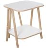 DRW Tavolino ausiliario con ripiano in Legno Bianco e Rovere 38 x 38 x 1,8 cm, 38x38x1,8cm