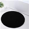Homaxy Tappeto da Bagno Antiscivolo, Lavabile, Morbido, Shaggy a Pelo Lungo in Microfibra, Rotondo, Diametro 90 cm, Nero