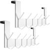 WEBI Appendiabiti da Porta,Acciaio Inox Attaccapanni da Porta,Gancio Porta,Appendino da Porta con 6 Ganci,2.1cm,Bianco,2 Pezzi