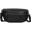 AMBRA Moda AmbraModa GLX2 - Marsupio unisex piccolo in vera pelle, Nero , m, Marsupio marsupio, borsa a tracolla