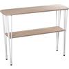 DRW Tavolo da Ingresso Legno e Metallo Rovere 120 x 40 x 91 cm, ripiano 106 x 28 x 1,8 cm, Quercia e Bianco, 120x40x91cm, balda 106x28x1,8cm
