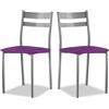 ASTIMESA SCRFBJ Due sedie da Cucina, Metallo Finta Pelle Alluminio, Melanzana, Altura de asiento 45 CMS