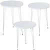 DRW Set di 3 tavolini in Legno e Metallo 38 x 53, 38 x 49 e 38 x 45 cm, Bianco e Rovere, 38x53, 38x49 y 38x45cm