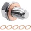 JNNJ Tappo Di Scarico Dell'olio Magnetico, Dado Di Scarico Della Coppa Magnetica, Tappo Scarico Olio Motore, Con Rondella Di Schiacciamento in Rame, Automotive Raccordi in Acciaio Inox(M14x1.5)