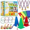 KreativeKraft Giochi da Esterno per Bambini Giardino Giochi per Feste Bambini Adulti Gioco Cucchiaio e Uovo Corsa Sacchi Lancio Degli Anelli (Kit Sportivo Giornaliero di Lusso)