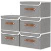 OUTBROS Scatole Portaoggetti con Maniglie, Contenitori Pieghevoli con Coperchio, Organizzatori per Vestiti, 33 x 23 x 20 cm, 5 Pezzi, Grigio