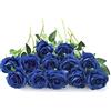 Laelfe 12 Pcs Rose Blu Finte, Bouquet Fiori Finti di Rosa con Steli Lunghi, Rose Finte per Decorazioni Composizioni di Nozze Casa Giardino Partito (Blu)