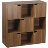 Brigros - Mobile Mensola Libreria con 9 cubi 5 Ante portaoggetti scaffale design classico da terra portalibri cd legno massello 90 x 90cm (Legno Naturale)