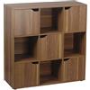 Brigros - Mobile Mensola Libreria con 9 cubi 5 Ante portaoggetti scaffale Design Classico da Terra portalibri CD Legno massello 90 x 90cm (Legno Naturale)