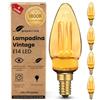 greenandco 4x Lampadina Vintage Edison LED | E14 C35 | ambra | 2W 65lm | 1800K luce extra calda | 320° | 230V | nessun sfarfallio | non dimmerabile
